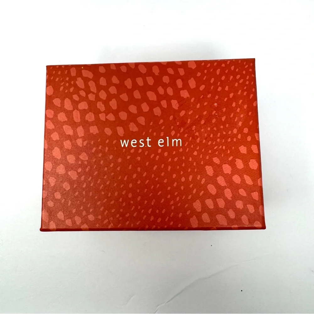 WEST ELM orange glass cat paperweight, NWOT